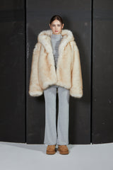 TWO TONE FUR JACKET -IVORY