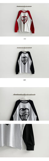 パースハートラグランロングTシャツ