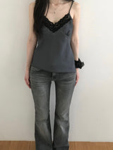 Satin Lace Sleeveless Top (2 colors)