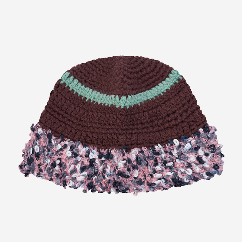 Fluffy Ring Crochet Hat (Brown)