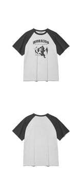 Modern Graphic Raglan T-Shirt-Charcoal