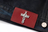 COATED KNIFE-SCRAPED HAND-WIPED DISTRESSED DENIM JACKET