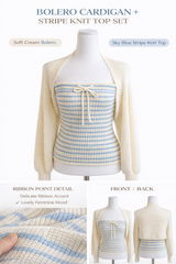 Vanilla Stripe Bolero Top Set