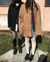 Classic suede single-breasted half coat(2color)