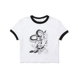 DRAGON Ringer Crop T-Shirt (WHITE)