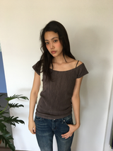 ショー リップル オフショルダー Tシャツ (4color)