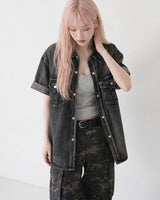 (UNISEX) Slub Denim Over Shirts