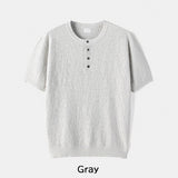 Icy Henley Neck Short Sleeve Knit