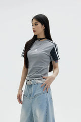 レトロストライプスリムフィットTシャツ