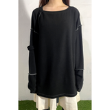 SLIP NECK OVERLOCKED TOP : BLACK