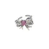 ピンクハートリボンリング