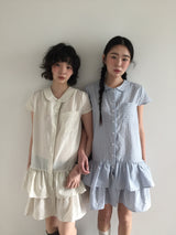 Twin Shirt フリルワンピース (2color)