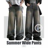 [Summer long pants] ハイクオリティ! サマーワイドデニムパンツ