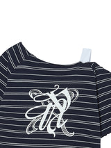 STRIPE OFF SHOULDER SS NAVY