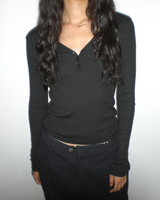 Kaya button T-shirt [Black]