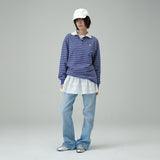 STRIPE COLLAR T-SHIRT  (Blue)