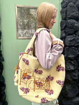 UnsocialNight 秋冬新作 オリジナル刺繍 ふわふわボアの可愛いトレンドバッグ ワンショルダー＆ハンドバッグ 親子バッグ