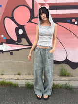 RIPSTOP FLOWER WIDE PANTS