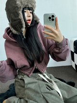ピグメントハーディークロップドフーディージップアップ ❤🩶🤎 3COLOR