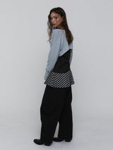 Striped Mini Skirt_Charcoal