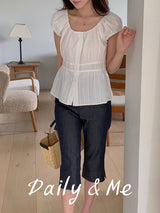 Cotton shirring blouse(2color)