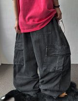 Eve Parachute Cargo Balloon Denim Pants 3color