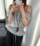 Powder Off-Shoulder Blouse (3 colors)