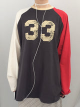 Number-printed color long sleeve