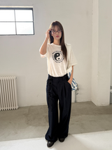 belted denim wide slacks