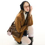 Angora Knit Heart Logo Bonnet Hat _ Black