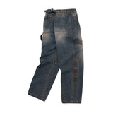 Vintage emblem denim pants / Muddy blue