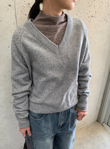 ノベット ストライプ フリル ハーフ ポーラー Tシャツ