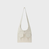 Leather 2 Pocket Flat Bag Set (White)