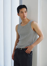 High ribbed logo sleeveless(Gray)