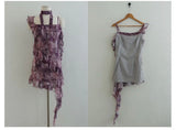 VINTAGE GRUNGE CHIFFON TAIL MINI DRESS WITH TIE SCARF SET