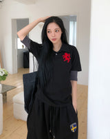 Stay U-Neck Three Quarter T-Shirt