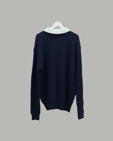 Popping collar knit (Navy)