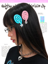 BETWEENAND サイドヘアクリップクエスチョンマークカーリースタークリエイティブスイートアンドキュートガールヘアアクセサリーエッジクリップ