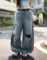 Pave Vintage Damage Balloon Denim Pants