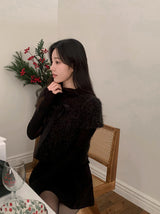 NSフリルシースルーリブタートルネックTシャツ (3color)