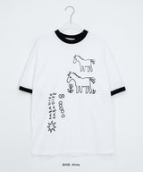 [unisex] Moab Horse Printing Ringer Short Sleeve Tee