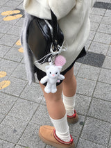 white cat carol keyring