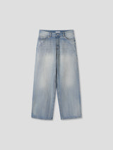 Double back pocket embossed denim pants