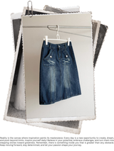 pocket midi denim skirt