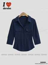 Soft Double Pocket Three-Quarter Slim Shirt