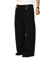 6CRAYON Rigid Coating Straight Black Pants with Side Pleats