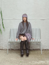 Stripe knit Hairband - Black