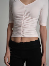 Soft Blush Shirring Top, Pink