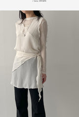 [Scarf SET] Bambi Layered See-through Mini One Piece