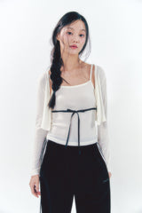 Knit Ribbon Shirring Top Set Ivory